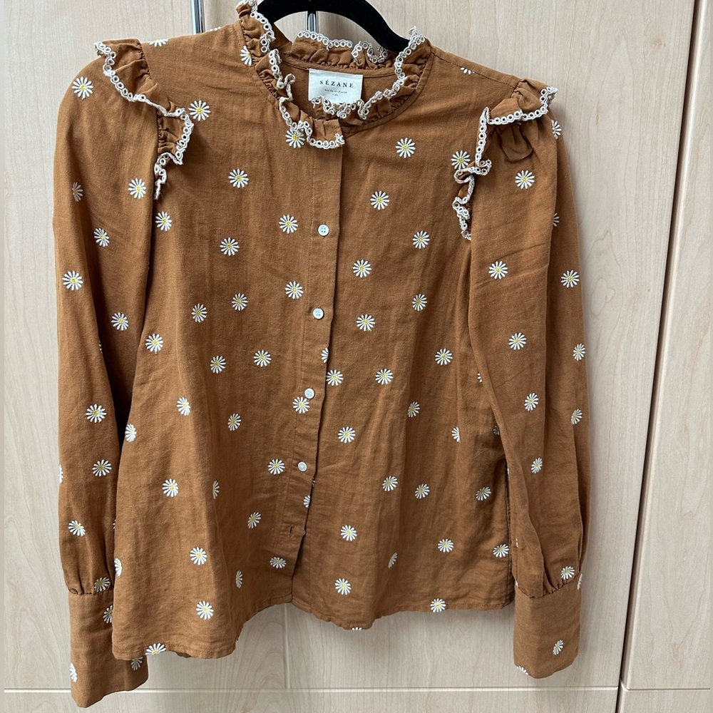 Embroidered Sezane Blouse Sz 36